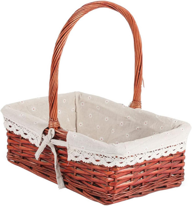 프레티줌 1pc 수제 라탄 수납 바구니 장식 피크닉 및 장바구니 자연 직조 라탄으로 홈 정리 스타일리시하고 실용적인 공간 제공