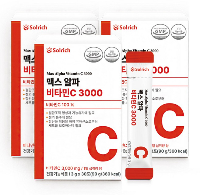 솔리치 맥스 알파 비타민C 3000, 3개, 90g