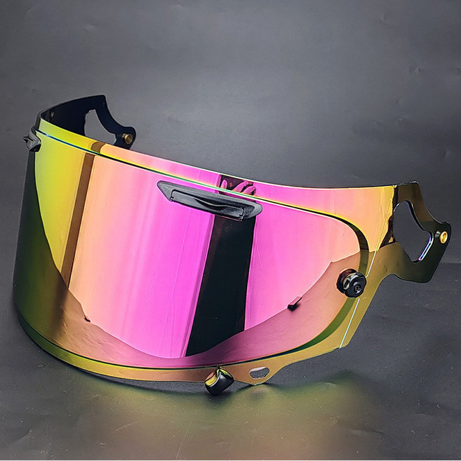 適用 Arai RX7X 鏡片 日夜通用 電鍍透明幻彩極光 高透光 擋風鏡片, 極光粉, 1個