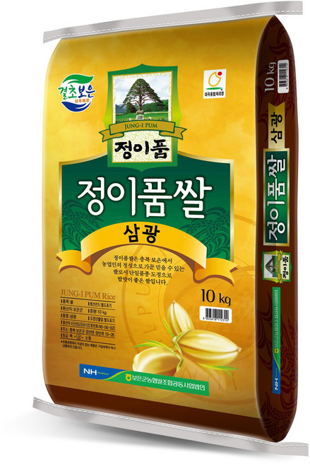[밥씸한상] 햅쌀 농촌진흥청 선정 찰진밥맛 정이품 삼광쌀 10KG 1인 가구, 1개, 상등급