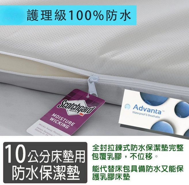 Semeur De Bad 防水拉鍊保潔墊 適用於 10cm 床墊