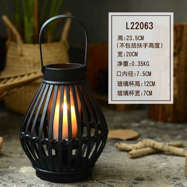 캔들 홀더 유럽식 대나무 빈티지 촛대 인테리어오브제 펜션 램프, L22063