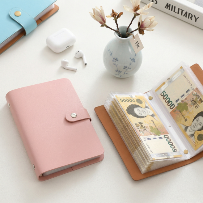 현금 지폐 바인더 챌린지 저축 수납 다이어리, 1개, 핑크