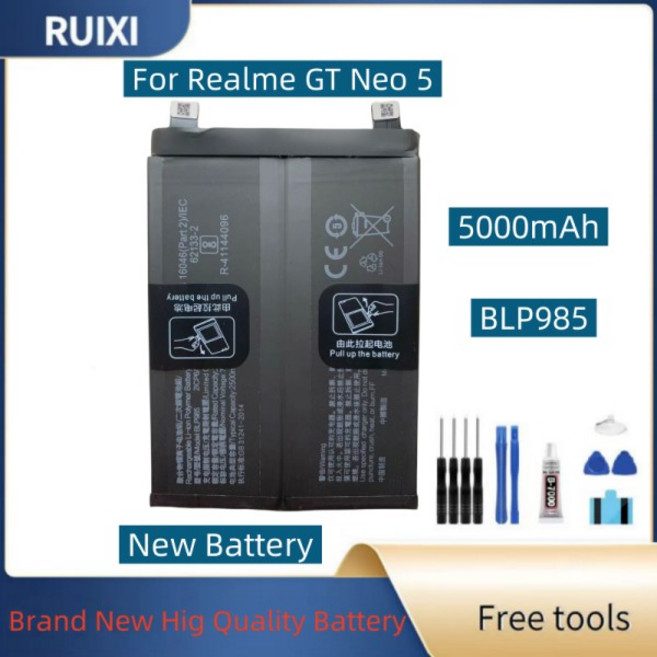 Realme Neo 5 휴대폰 배터리용 RUIXI BLP985 5000mAh, Realme GT Neo 5