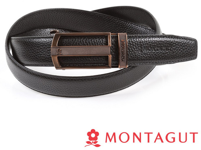 MONTAGUT 夢特嬌 時尚經典自動扣皮帶 棕色/咖啡色