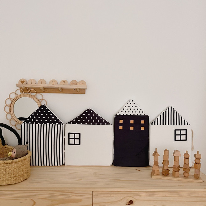 캐릭터 벽쿠션 모던하우스 벽매트 작은집 촬영소품 울타리 침대쿠션, 블랙계열