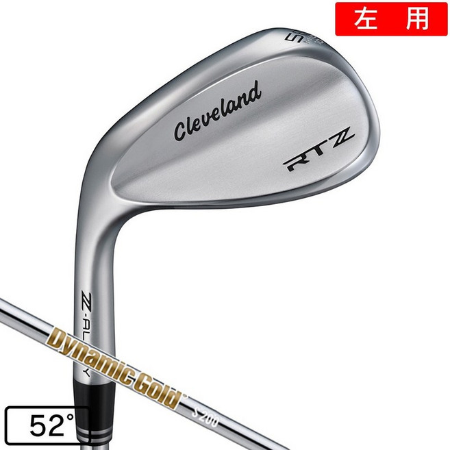 클리브랜드 CLEVELAND 남성 왼손용 왼손잡이 RTZ 투어 새틴 웨지 5210 로프트 52도 Dynamic Gold S200 - 210571