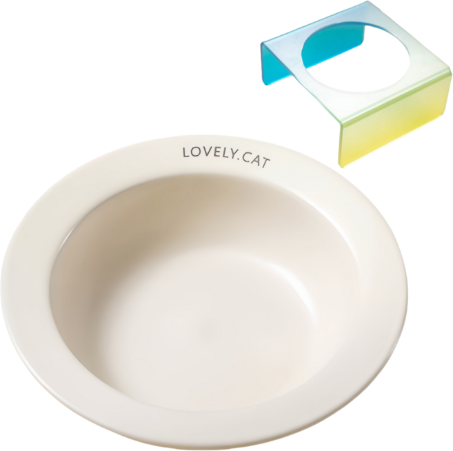 타이디 식기세트 애견식기 아크릴 고양이물그릇+거치(혼합색상 랜덤 발송), 살구, 1개