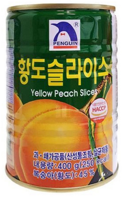 펭귄 황도 슬라이스, 400g, 24개