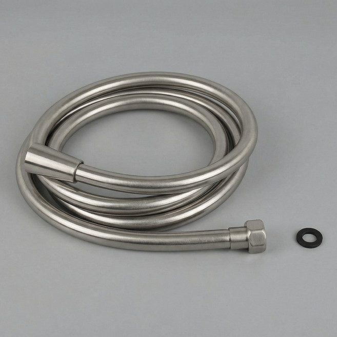 폰타나 TF-AC723177 욕실 물 때 방지 샤워기 PVC 호스, 니켈, 1.7m