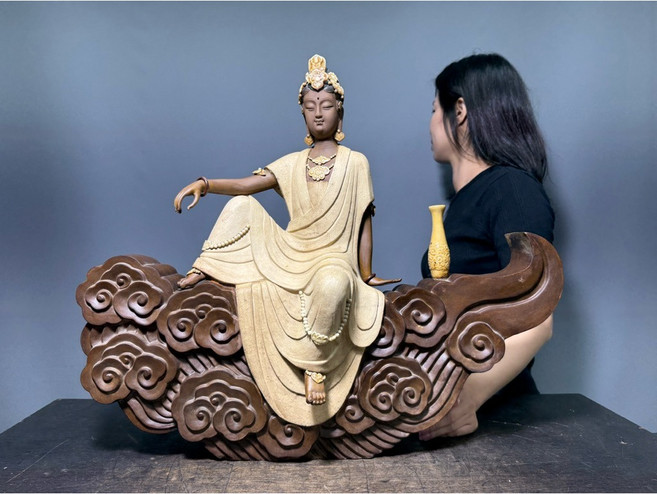 佛教女神佛像擺件 宗教藝術裝飾, 白