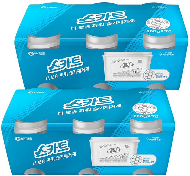 스카트 더 보송 파워 용기형 습기 제거제, 280g, 6개