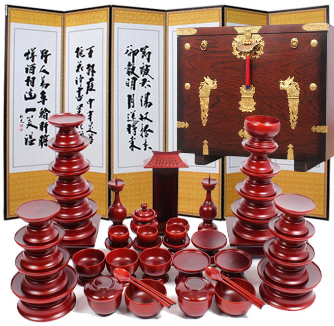 남원공방 제기세트 47P x 제기함 x 제사병풍 - 제사 제기 목기 그릇 접시, 1세트, 남원공방 제기세트 47P + 제기함 + 제사병풍