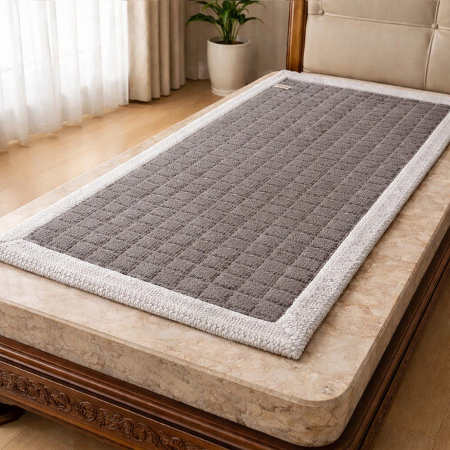 90x200cm 부드러운 눈꽃 돌침대 매트 그레이 ( 겨울 극세사 패드 흙침대 침실 거실 1인용 싱글 쇼파 침대패드 카페트 )