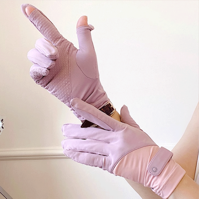 신페이드 여성 장갑 손가락 반장갑 터치 자전거 여자 여름 봄 가을 운전 등산 낚시 자외선차단, 퍼플, 1개