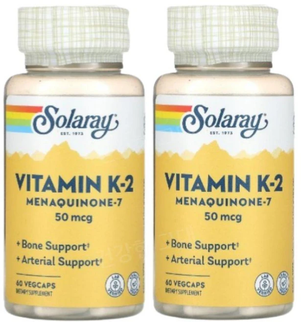 쏠라레이 비타민 K-2 메나퀴논-7 50mcg 베지캡슐 60정, 2개 - 쿠팡