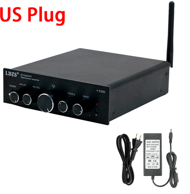 2023 LDZS E580 블루투스 사운드 파워 앰프 스피커 서브우퍼용 2.1 채널 오디오 리시버 100W x + 신제품, 01 E580 US Plug, 03 E580 US plug