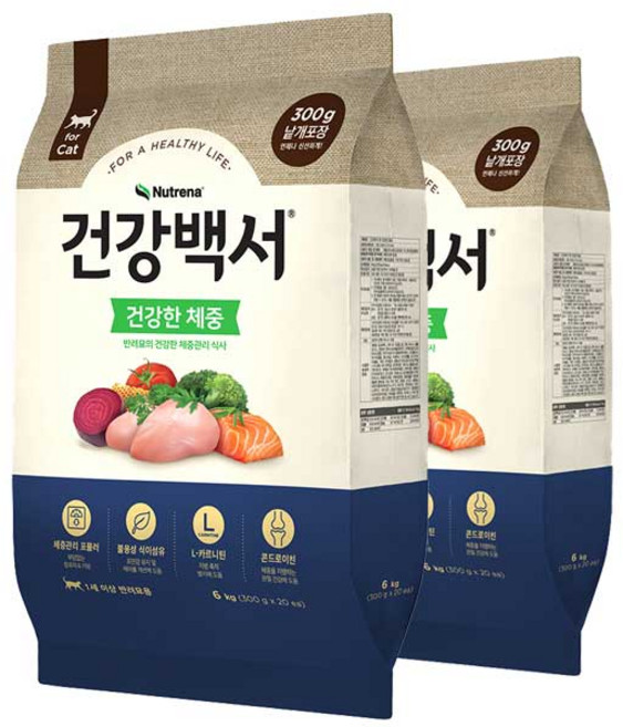 뉴트리나 건강백서 캣 체중 6kg x 2개 고양이사료, 다이어트