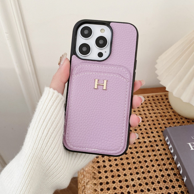 適用於 Apple iPhone 17 Pro Max 荔枝紋卡包插卡手機殼, 1個, 荔枝紋全包卡包插卡H紫色