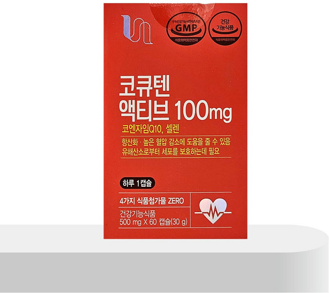 약국전용 코엔자임큐텐 100mg 셀렌 항산화 높은혈압감소 60캡슐 2개월분, 1개, 60정