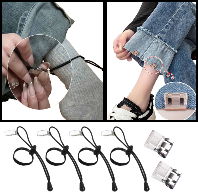 어반픽스 자연스러운 바지 기장 끌림 정리 클립 스트랩, 4개, 블랙
