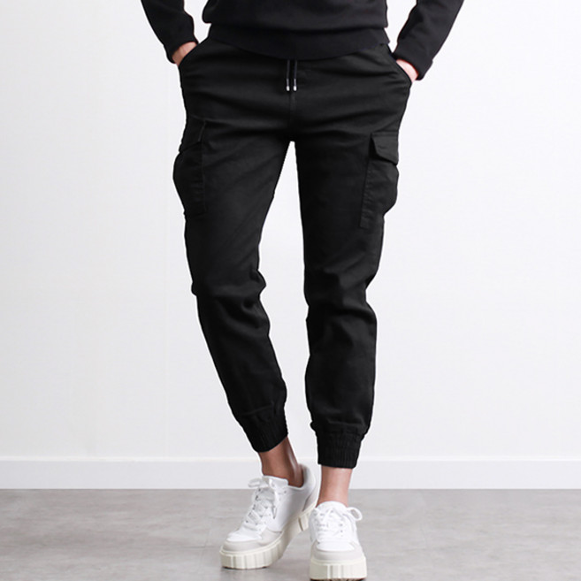 투뎃 남성용 허리밴딩 스판 카고 조거 팬츠