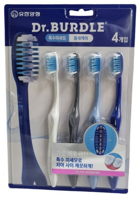 유한양행 닥터버들 특수미세모 틈새케어 칫솔, 1개, 4개입
