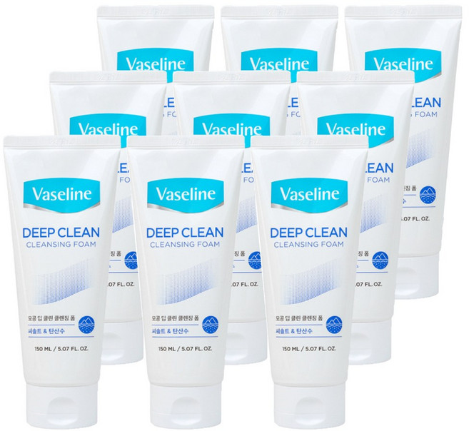 애경 바세린 폼클렌징 딥클린, 9개, 150ml