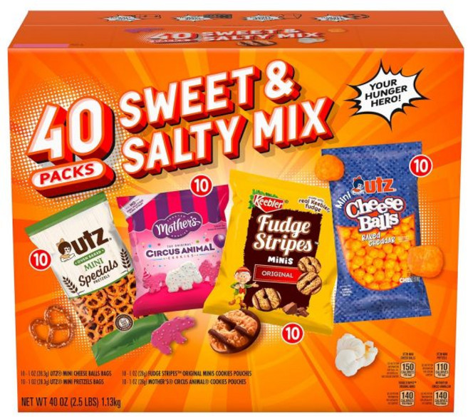 Keebler 낱개 개별 포장 과자 달콤하고 짭짤한 믹스 스낵 박스 다양한 제품 키블러 퍼지 스트라이프 미니 10개 마더스 애니멀 서커스 쿠키 유츠 치즈볼 프레첼 1온스 40개