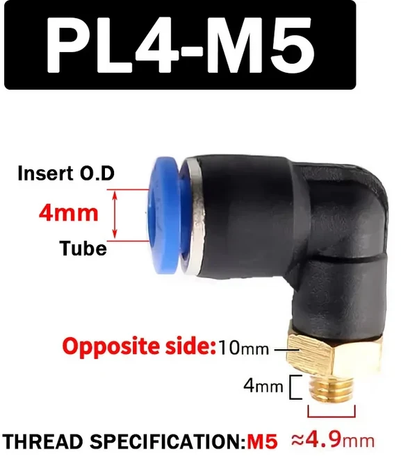 공압 에어 커넥터 PL 4 6 8 10 12mm 나사 1/8 1/4 인치3/8인치 1/2 인치기관 엘보 에어 피팅 호스 빠른 연, 19 PL4-M5, 03 50 PCS
