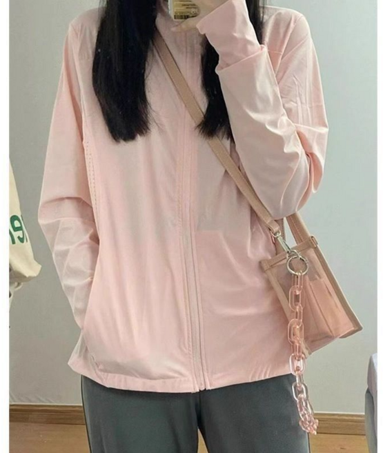 夏季防曬衣女寬鬆運動服開衫薄外套, 粉色, M【建議90-105斤】