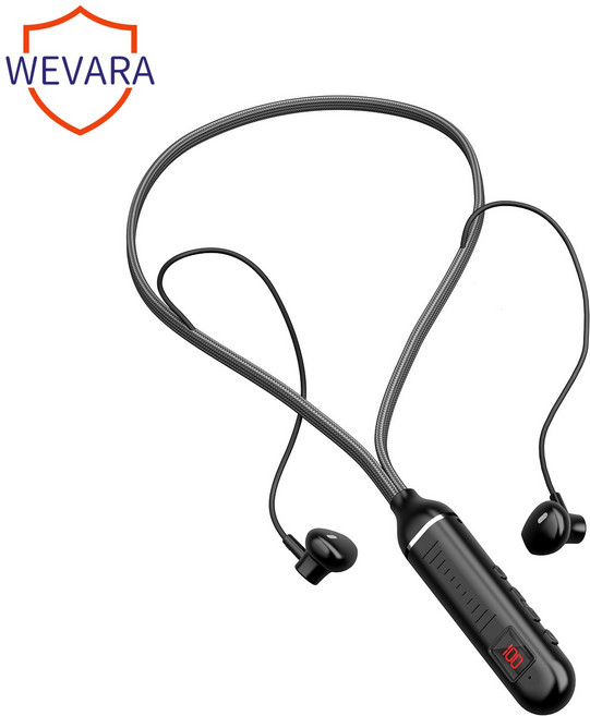 WEVARA 무선 넥밴드 블루투스 이어폰 HiFi고음질 블루투스 버전 6.0 전용 러닝 이어폰, HC960, 검은색