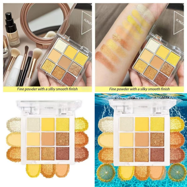 섀도우팔레트9구 워터프루프 섀도우 글리터 섀도우 팔레트 번지지않는 아이섀도우 밀크터치 섀도우 팔레트, 1개, 골드