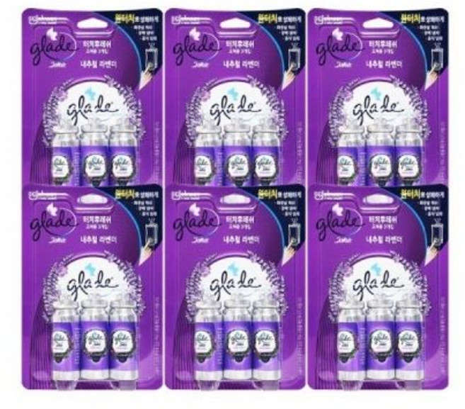 그레이드 화장실용 방향제 터치후레쉬 리필 내추럴 라벤더 3입 x 6개