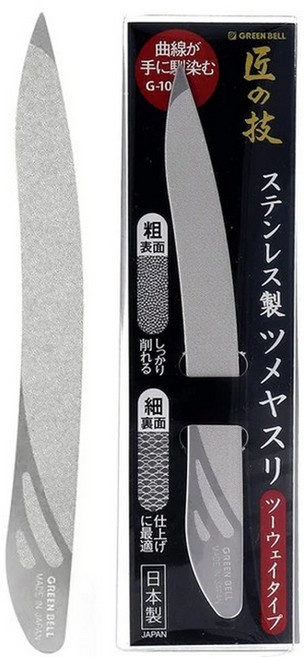 그린벨 일본 손톱 야스리 장인의기술 양면 네일파일 손톱줄, 1개, 실버