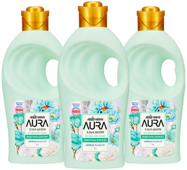 샤프란 아우라 섬유유연제 용기 스모키머스크, 3개