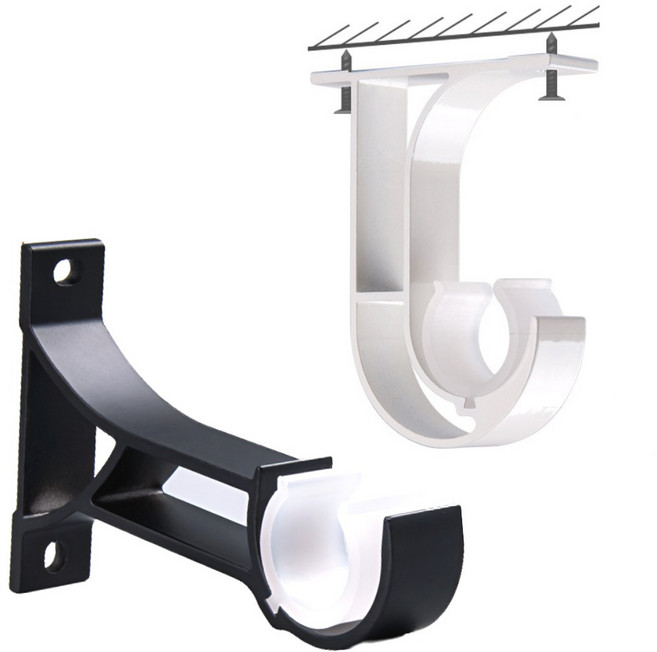 NO1 메탈 커튼봉 브라켓 고정 커텐 홀더 블라인드 암막 걸이 받침대 천장 벽 지지대, C벽화이트, 1개