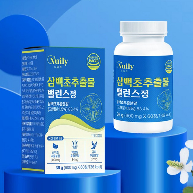 삼백초추출물 밸런스정 600mg x 60정 국내산원료3종 맥문동 곰피추출분말 덱스트린 흑마늘농축분말 동결건조 로얄제리분말, 1개, 60회분