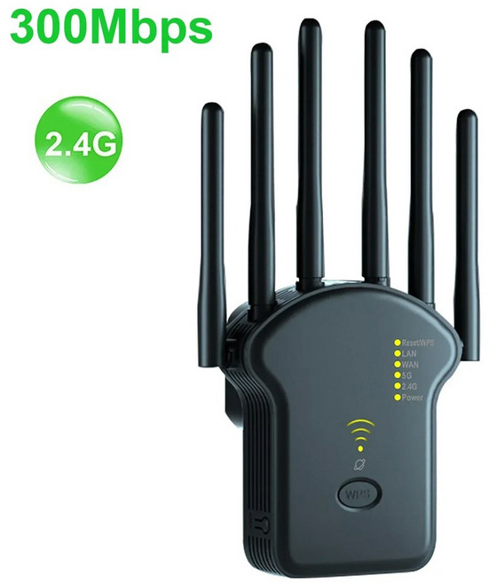 U13 1200Mbps 와이파이 리피터 고성능 6 안테나 무선 라우터 네트워크 확장기 신호 부스터, 2.4G 300M Black, 5) 2.4G 300M Black - EU 플러그, 1개