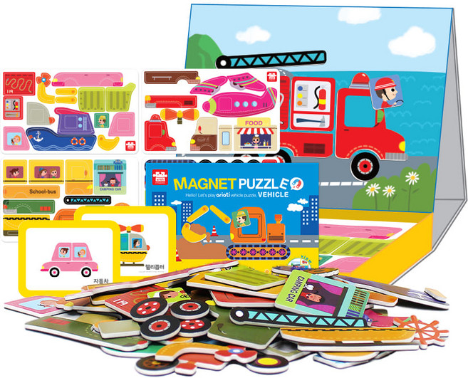 자석교구 자석놀이 탈것퍼즐 다조각퍼즐, 1개