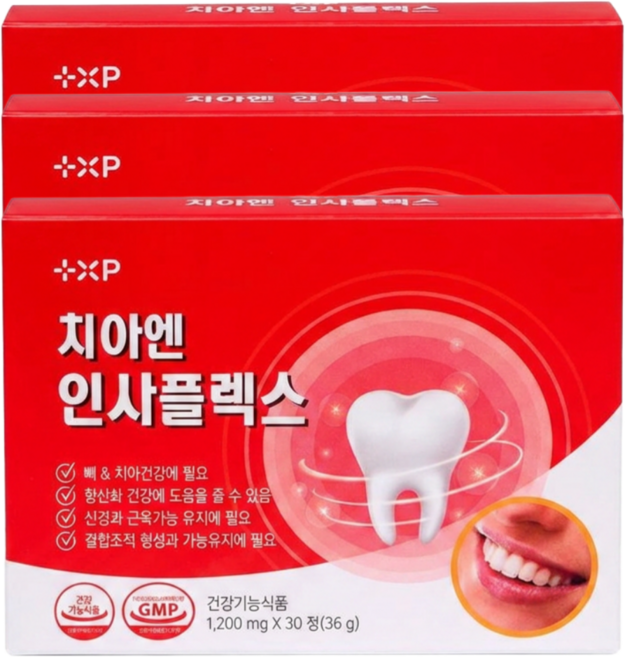 이가탄탄 하게 인사 플러스 정품 치아건강엔 인사플러스, 3개, 30정