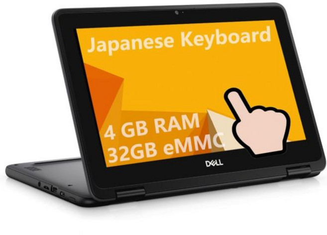 델 Chromebook 11 3100 2-in-1 비즈니스 노트북 11.6인치 터치스크린 인텔 셀러론 N4000 4GB 램 32GB eMMC 일본어 키보드 크롬 OS재생품, 1개