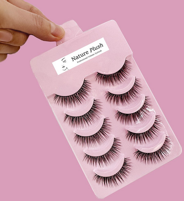 내츄럴 플러쉬 자연스러운 인조 노글루 속눈썹 5쌍 셀프 속눈썹 연장 메이크업 도구, 1개, 내추럴플러쉬 15