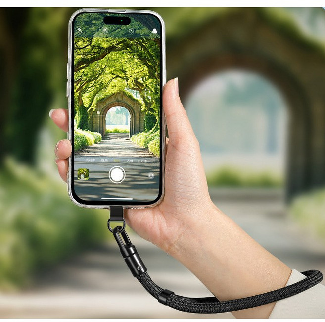 회전 해외여행 도난방지 손목 휴대폰 스트랩, 1개, 블랙