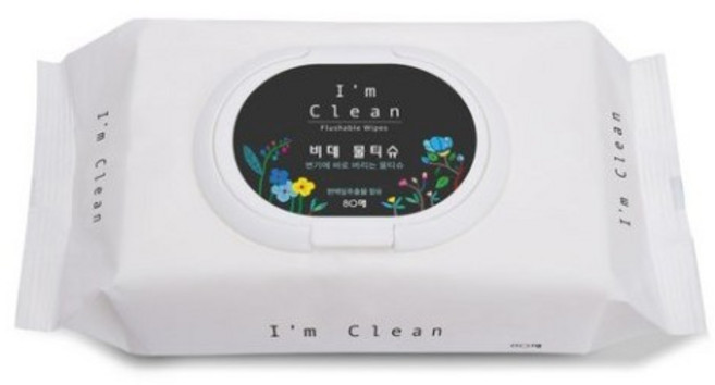 아임클린 화장실전용 비데 물티슈 캡형, 80매, 8팩