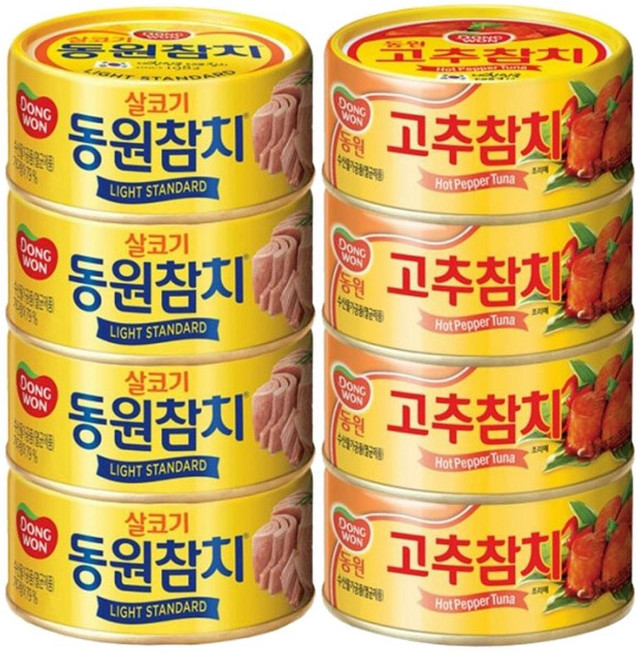 동원 반반 참치 100g 살코기참치4캔 고추참치4캔 반반참치 동원참치 고추참치 살코기참치 dew+631Vb