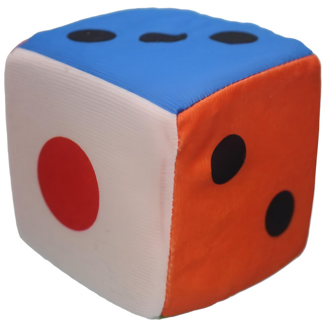 10cm 海綿骰子 鈴鐺骰子 4吋骰子 安全骰子 毛絨布數字甩子, 多色, 1個