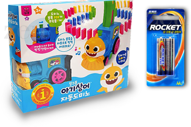 [ZEU] 핑크퐁 아기상어 자동 도미노 기차 320pcs 노랑 아기 상어 유튜브, 1개