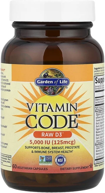 가든오브라이프 Vitamin Code 비타민 코드 Vitamin D3 2000IU 60정, 1개 - 쿠팡