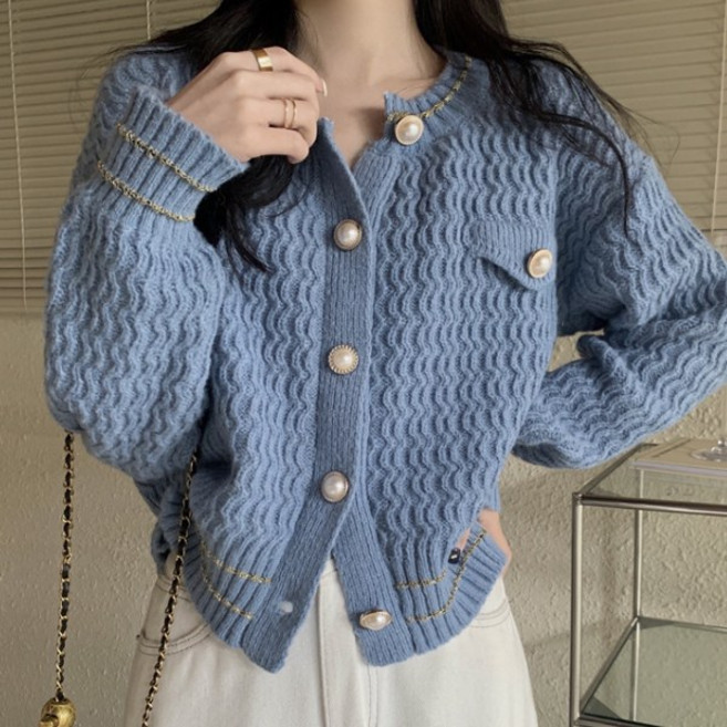 [수엠W] 간절기 진주단추 니트가디건